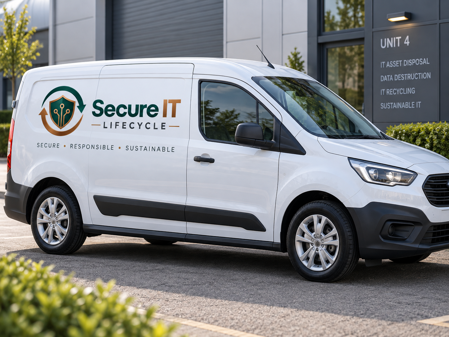 Secure IT Lifecycle small collection van outside a business unit